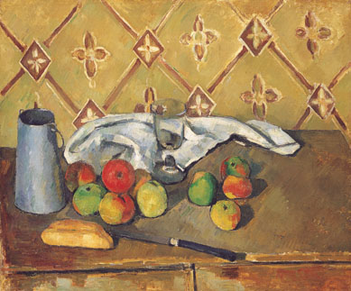 Paul Cézanne - Fruits, Napkin and Milk Can