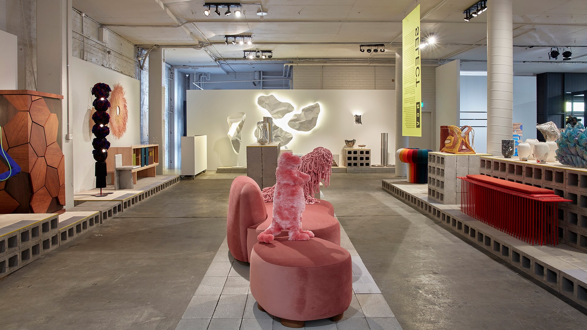Installation view of design works on display at Melbourne Design Fair from 16 – 20 March, presented by NGV in collaboration with Melbourne Art Foundation during Melbourne Design Week 2022. Photo: Sean Fennessy