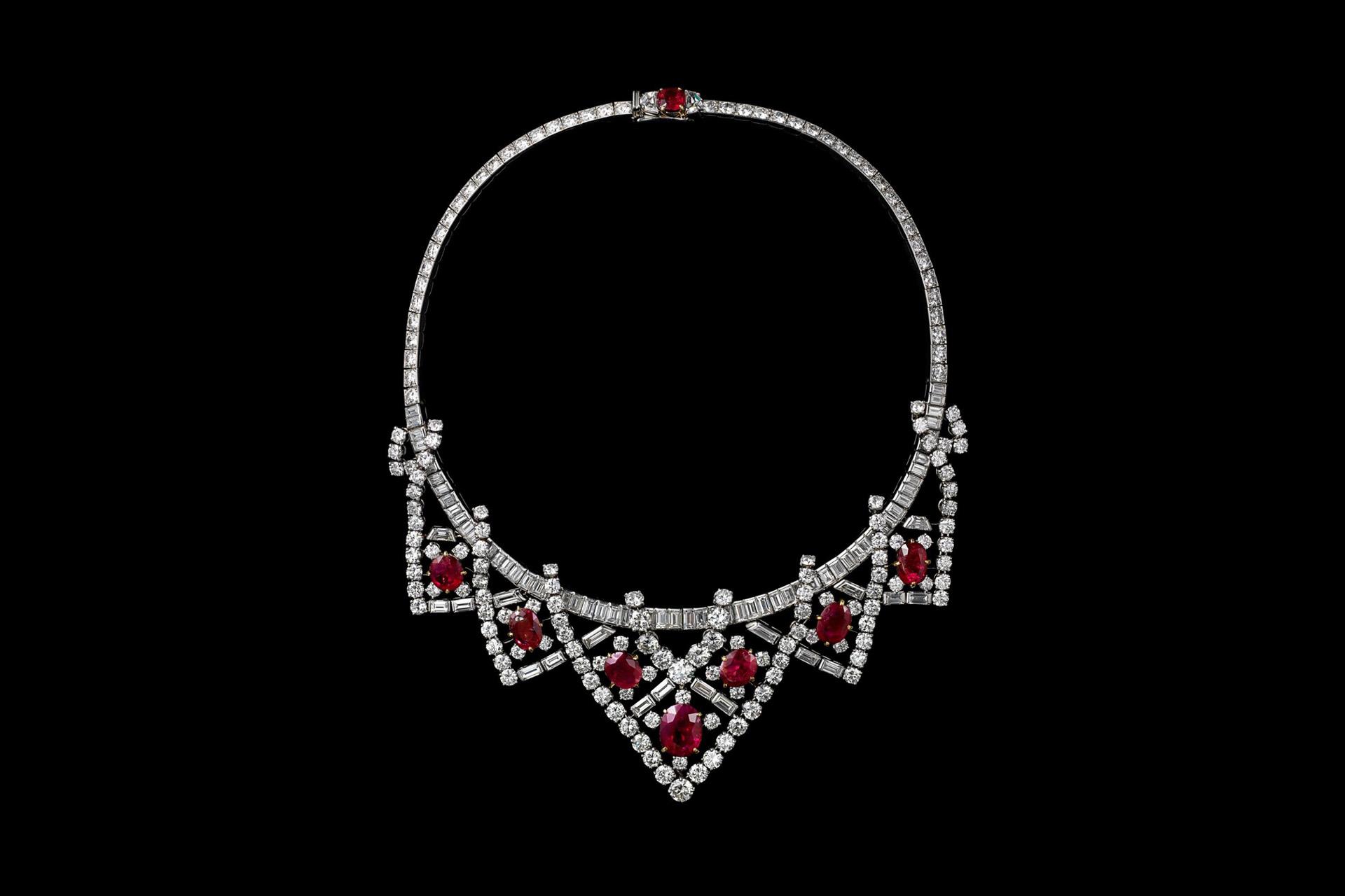 Cartier Paris, <em>Necklace</em> 1951; altered 1953. Rubies, diamonds, platinum, yellow and white gold. Formerly owned by Elizabeth Taylor. Vincent Wulveryck, Cartier Collection © Cartier