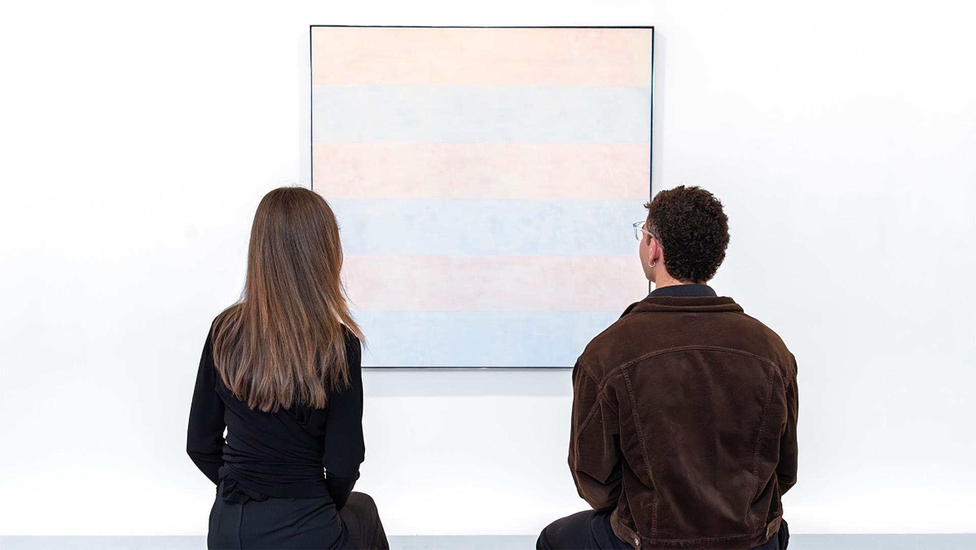 Installation view of Agnes Martin's <em>Untitled #16</em>, 1995. National Gallery of Victoria, Melbourne. Proposed acquisition. © Agnes Martin